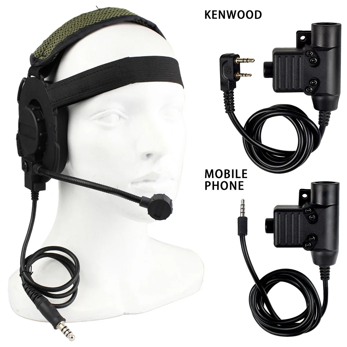 Tactical U94 PTT Cable Plug Headset Adapter for Walkie Talkie TYT F8 Baofeng UV-5R Radio Motorola Kenwood Outdoor Shooting