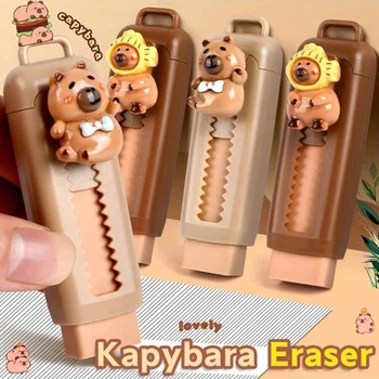 Gomma da cancellare per capibara push pull carina Kawaii Materiale scolastico morbido Gomma da cancellare per studenti per ufficio stazionario senza disordine pulito per regalo per bambini