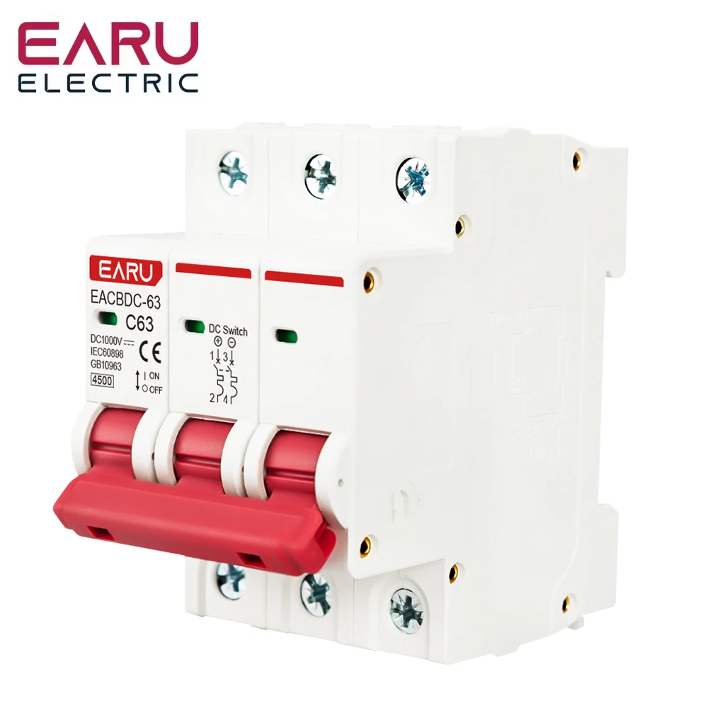 DC 1000V 1P 2P 3P 4P Solar Mini Circuit Breaker Overload Protection Switch 6A~63A/80A 100A 125A MCB for Photovoltaic PV System