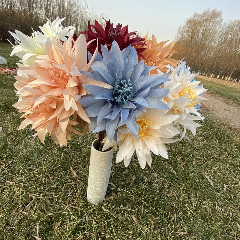 Fiori Artificiali Piante Fuoco Drago Artiglio Crisantemo Giallo Ibrido Cymbidium Giardino Di Casa Decorare