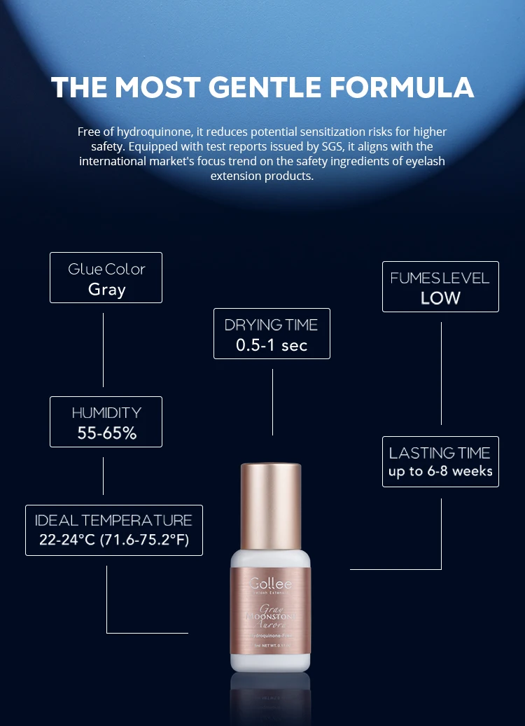 Gollee 0.5-1s Drying Glue for Eyelash Extensions 5ml Hypoallergenic Lashes Extension Glue Strong Glue False Eyelashes Supplies