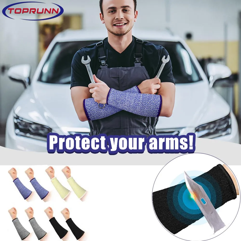 

1Pair Level 5 HPPE Cut Resistant Arm Sleeve Resistant Anti-Puncture Work Protection Fingerless Arm Sleeve Cover for Men Women