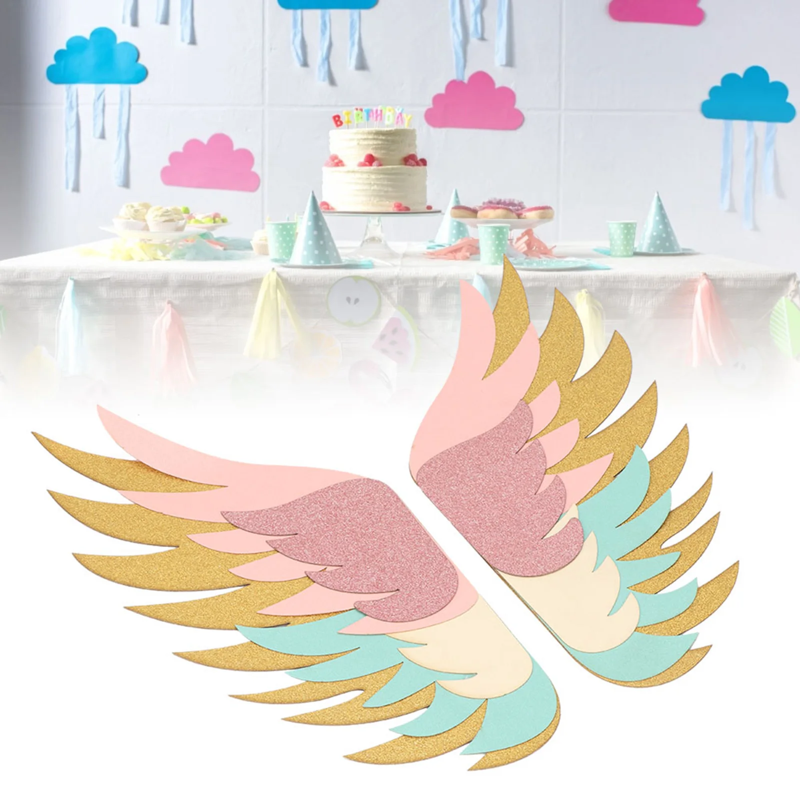 

Creative Unique Cake Wing Decoration Props Insert Ornaments For Wedding Birthday Theme Party DIY Decor