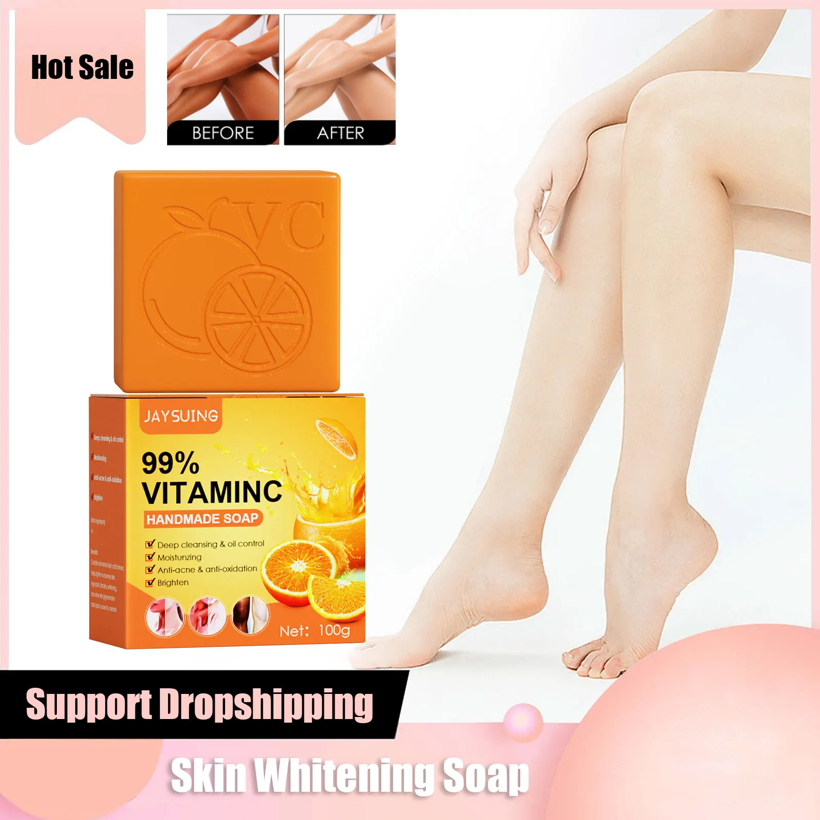 Skin Whitening Soap Dark Spot Remover Improve Dull Melanin Correcting Deep Cleaning Moisturizing Underarm Knees Brightening Soap