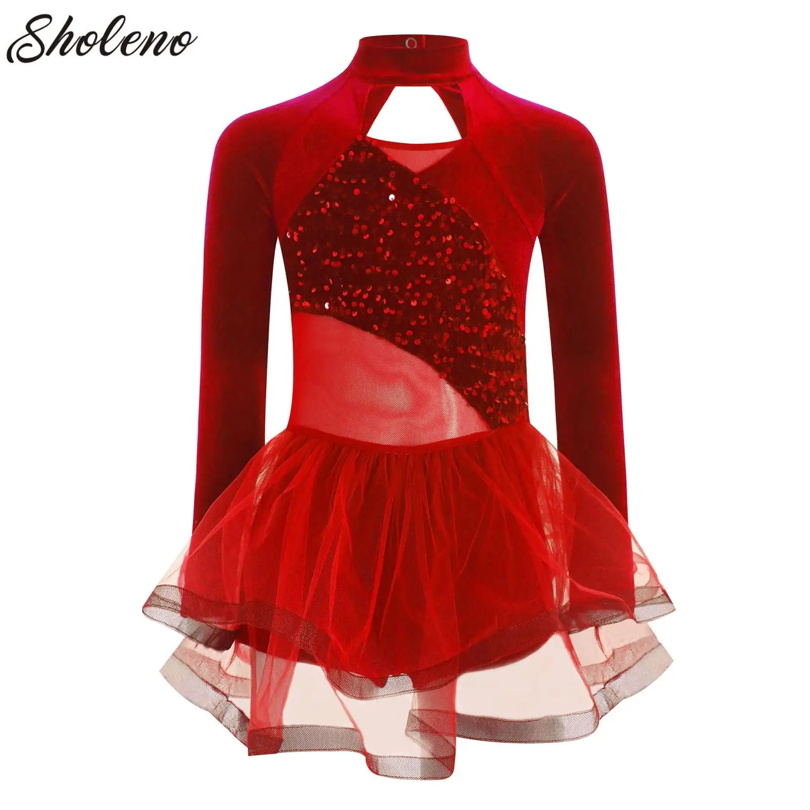 Ballet Leotard Kids Girls Ballet Dance Tutu Sleeveless Sequins Velvet Splice