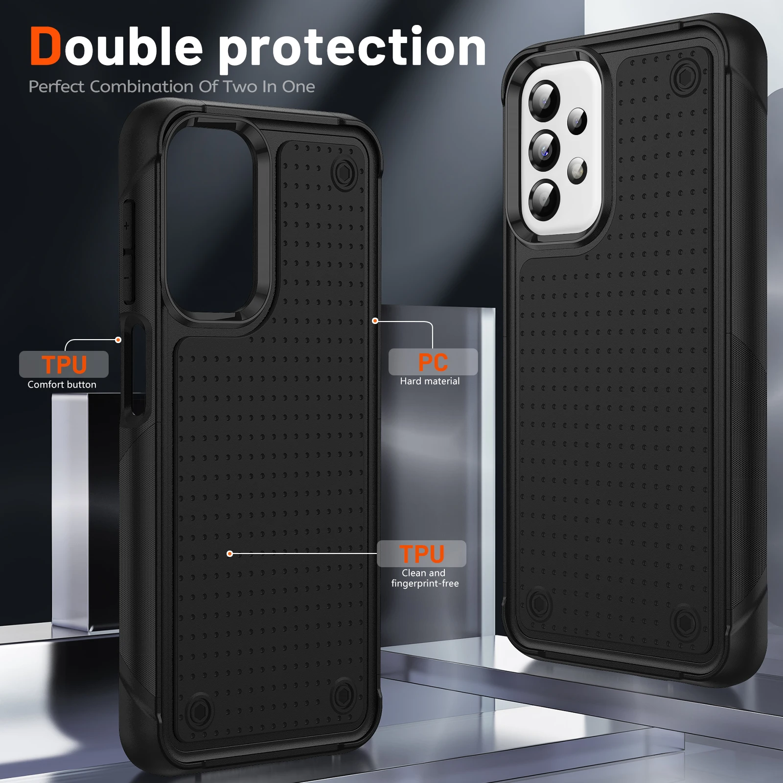 Durable Shockproof Armor Phone Case with Soft TPU Frame and Hard Plastic Back Cover