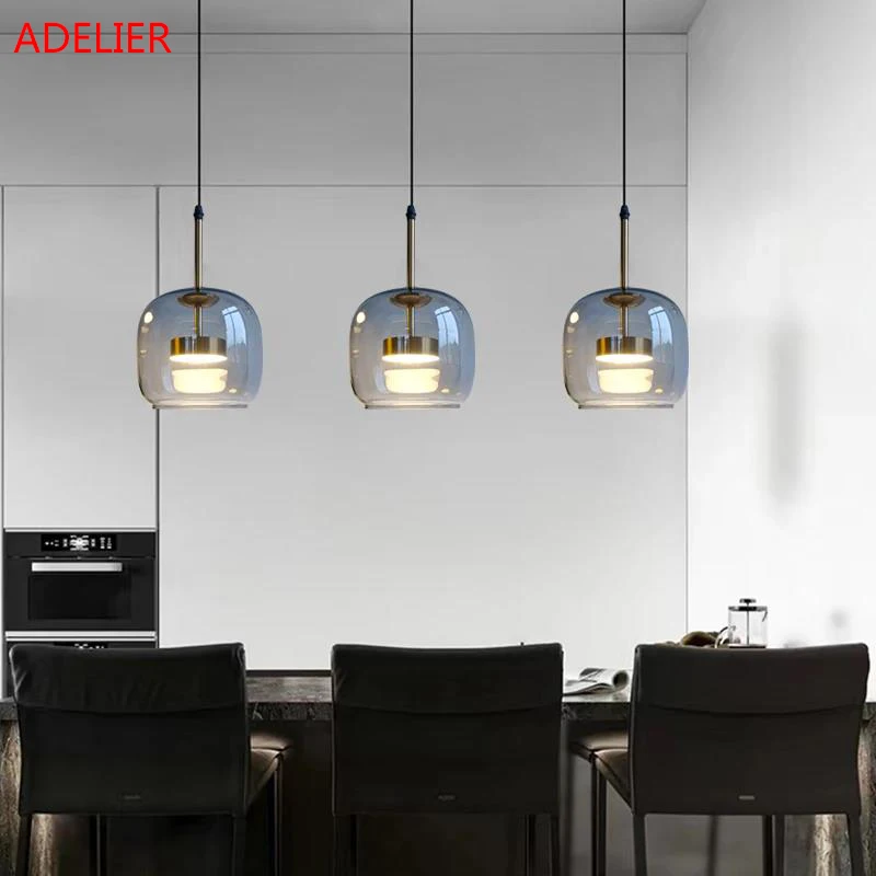 

LED Glass Pendant Light Home Decor Living Room Restaurant Bedroom Hanging Lamp Simple Kitchen Island Dining table Lighting fixtu