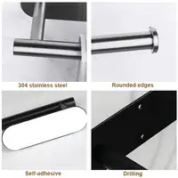 Stainless Steel Paper Towel Holder No Punching Kitchen Bathroom Lengthen Storage Rack Adhesive Toilet Roll Paper Holder 5