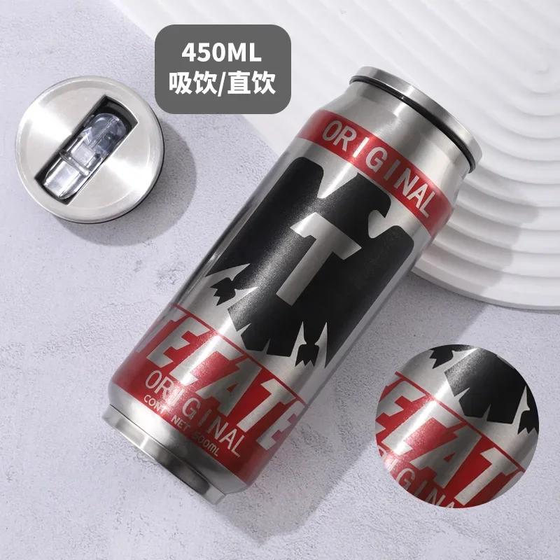 thumbnail image 1 of Termos De 500ML, taza De cerveza, Termo De Acero Inoxidable 304 para coche, lata De Cola, impresión láser, Botella De Acero Inoxidable, Garrafa térmica para niños, 1 of 5