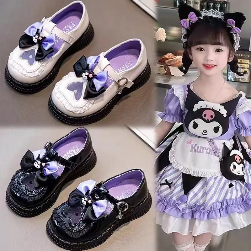 2024 new Kulomi Western Style Baby Princess balck white Girls' Spring And Summer Cool Leather Shoes Lightweight children shoes 2