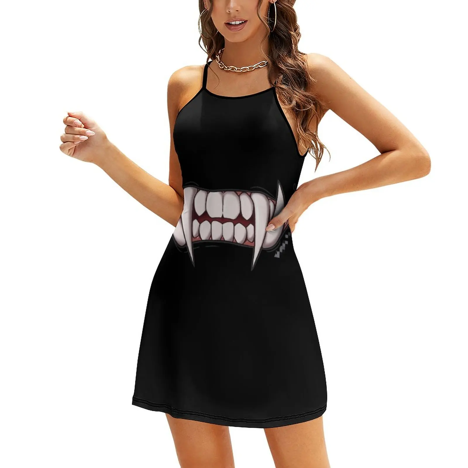 

Vampire Monster Fangs Women's Sling Dress Humor Dresses Classic Exotic Woman's Gown Parties