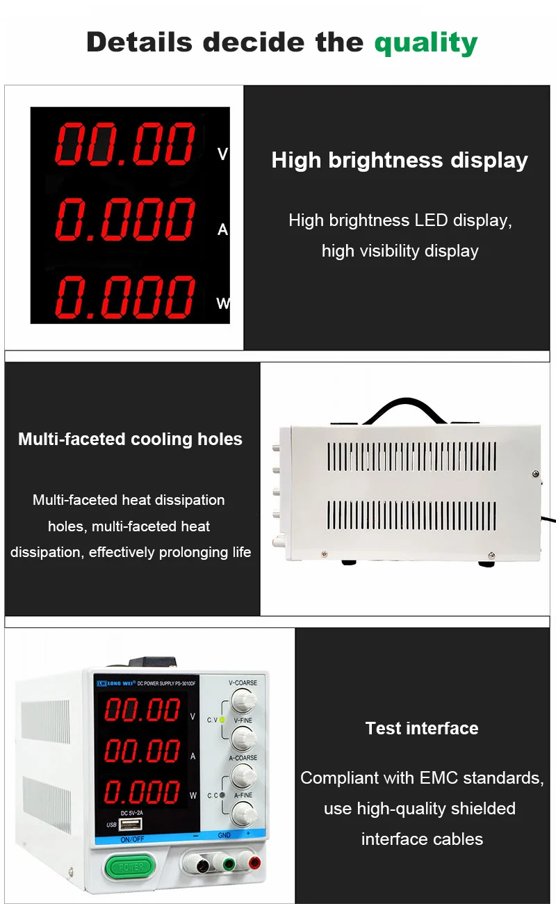 30V 10A DC Switching Power Supply LONGWEI PS-3010DF Bench Equipment For Testing