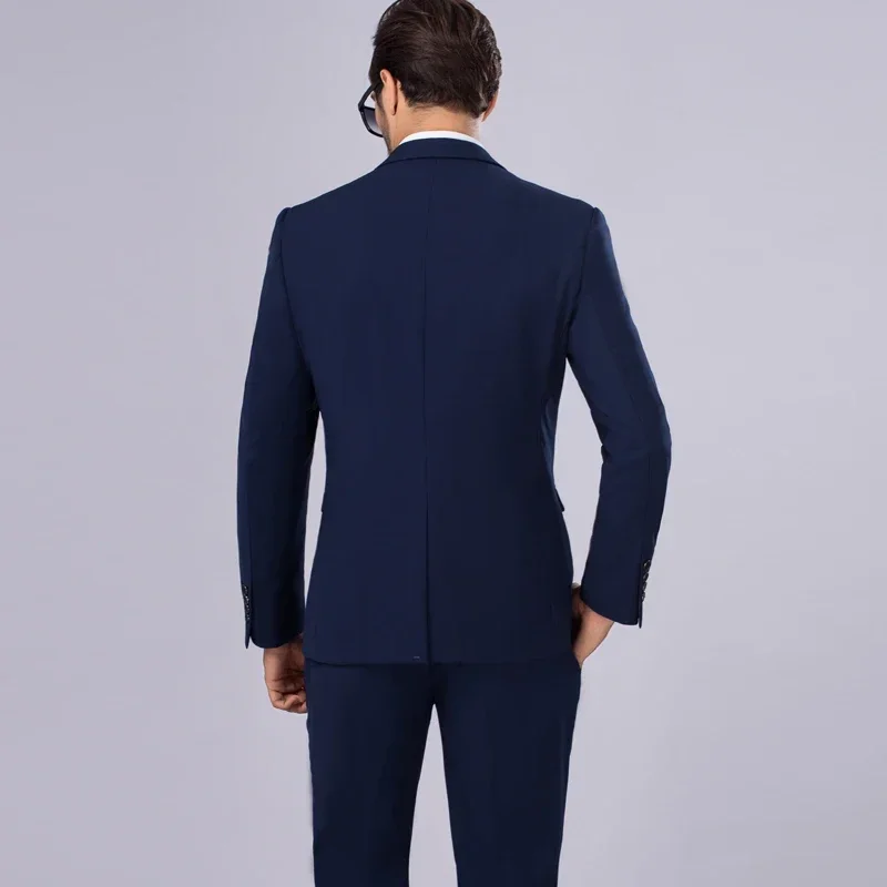 2024 New (Blazer+ Trousers) Men Fashion Gentleman European Style Gentleman Wedding Solid Color Office Hosting 2 Piece M-6XL 2