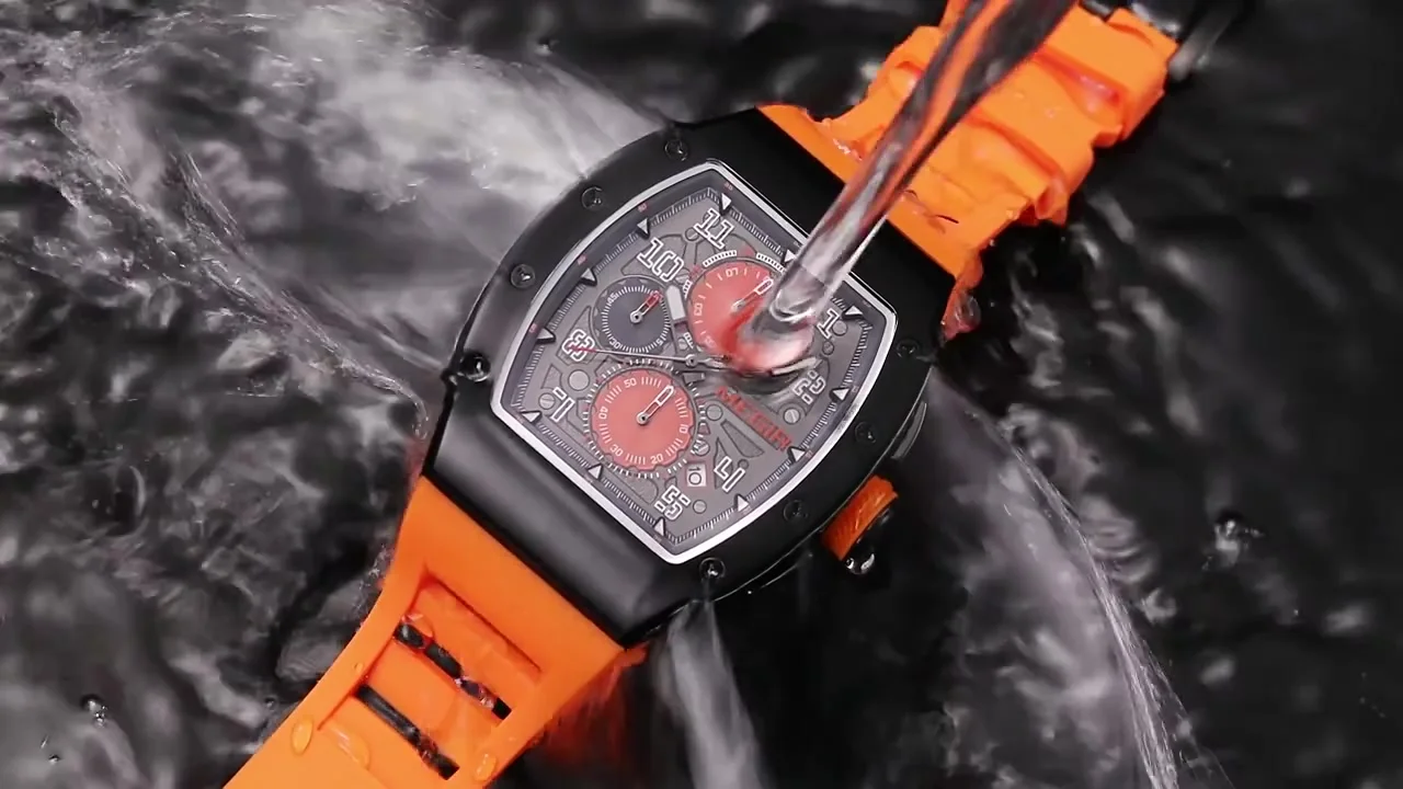 MEGIR 8411 мужские модные кварцевые часы спортивные водонепроницаемые силиконовые