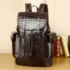 New Crocodile Belly Pattern Large Capacity Travel Backpack Female Genuine Leather High Men's Bag Trendy Males Bags For Teenagers 2