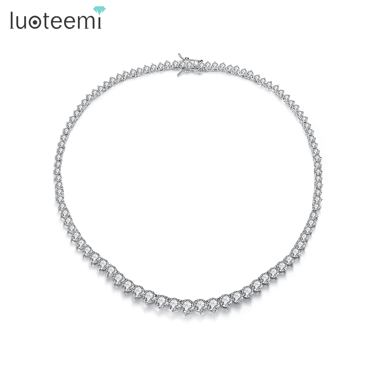 

LUOTEEMI Classic Zirconia Diamond Initial Necklace Cubic Zircon Choker Cz Tennis Chain Necklace