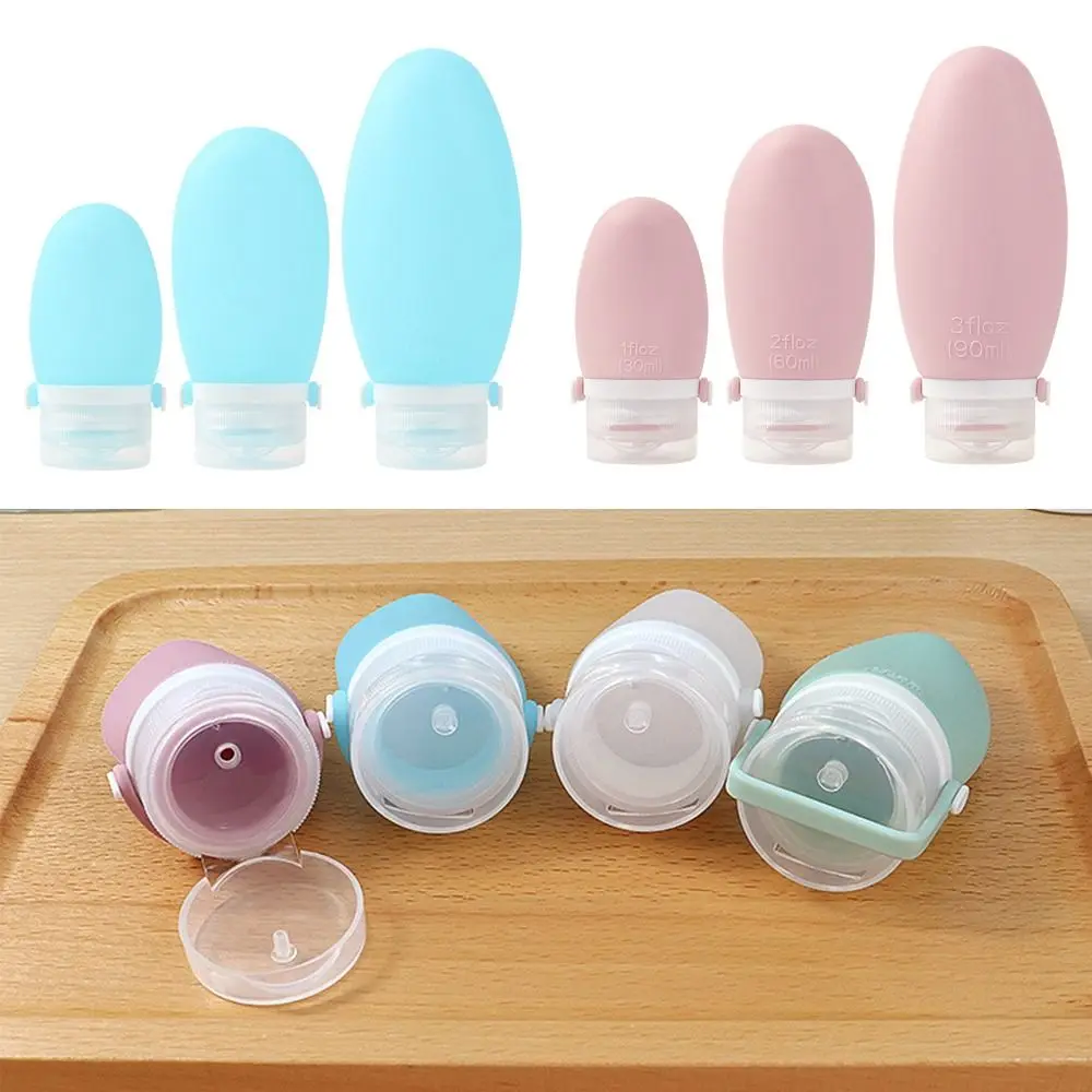

Silicone Refillable Bottles 30ml 60ml 90ml Split Bottle Lotion Packing Leak proof strap Portable Empty Bottle