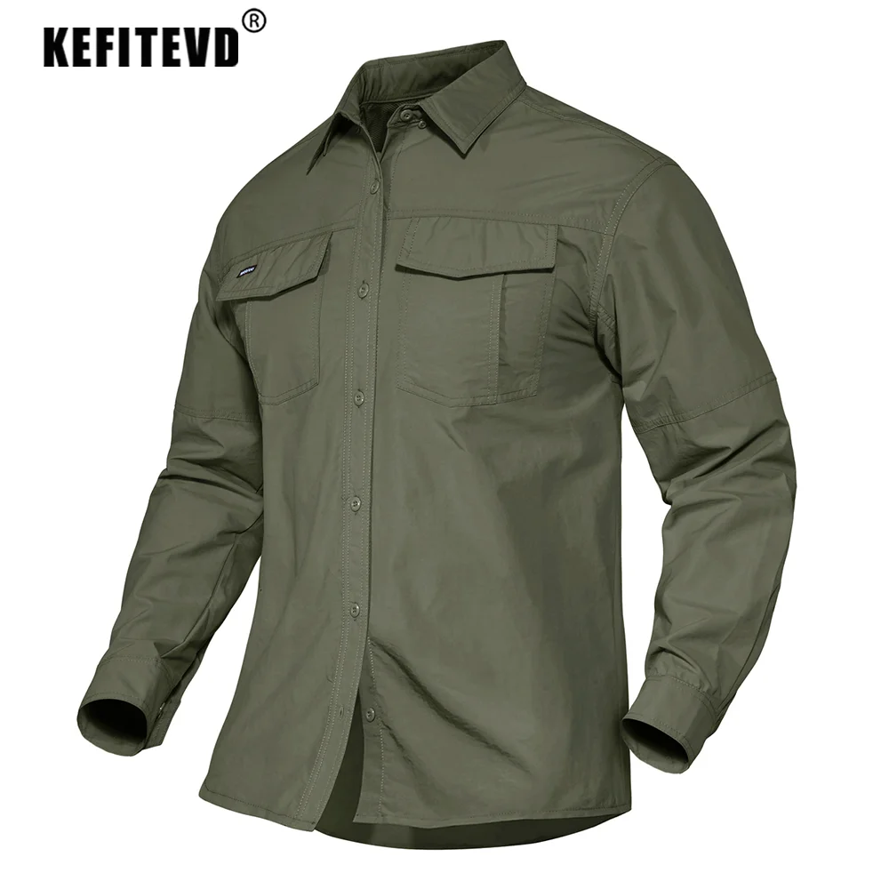 KEFITEVD Men's Quick Dry Long Sleeve Shirts Mesh Breathable