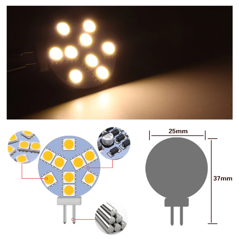 G4 2W LED 전구 높은 루멘 플랫 디스크 PCB 흰색 따뜻한 흰색 12V 20V 10-30V 보트 라이트 캐빈 RV 캐비닛 광원 1 개/묶음