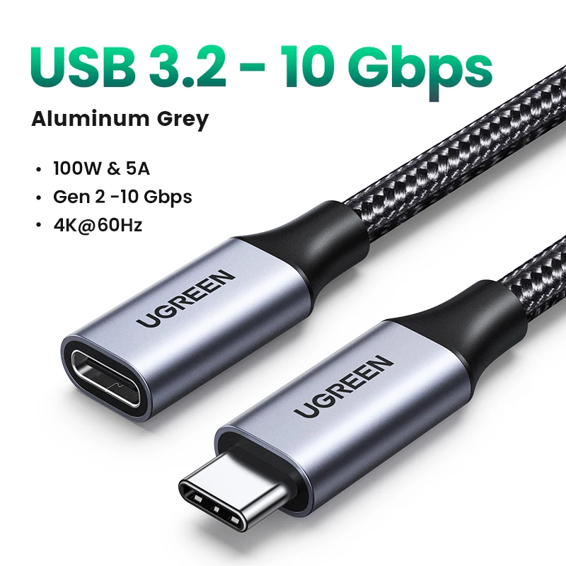 UGREEN Rallonge USB C Gen 2 Supporte Thunderbolt 3 Charge Rapide 100W Câble  Extension Type C Pour Vidéo 4K 60Hz Data 10Gbps Compatible avec iPhone 15