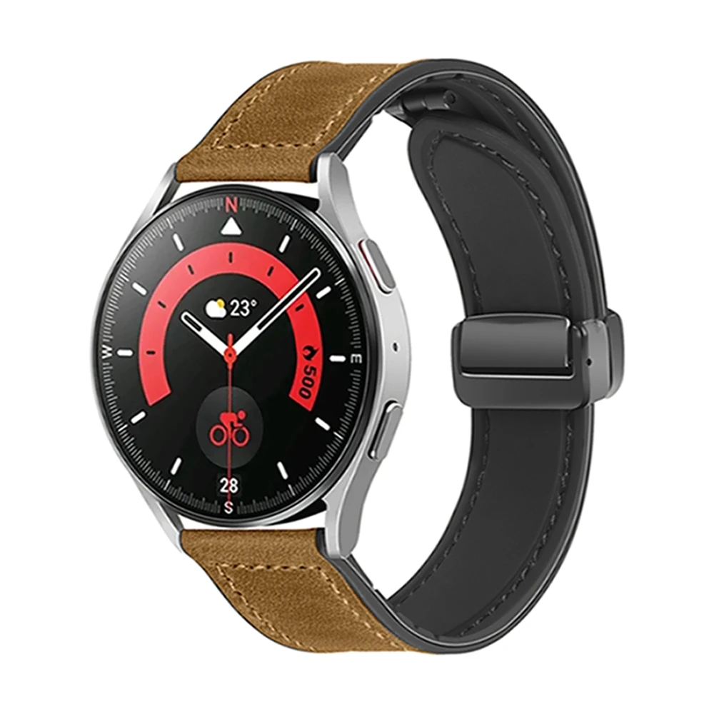 Premium Leather Silicone Magnetic Strap - Universal Moonwatch Replacement Band, 18mm/20mm/22mm