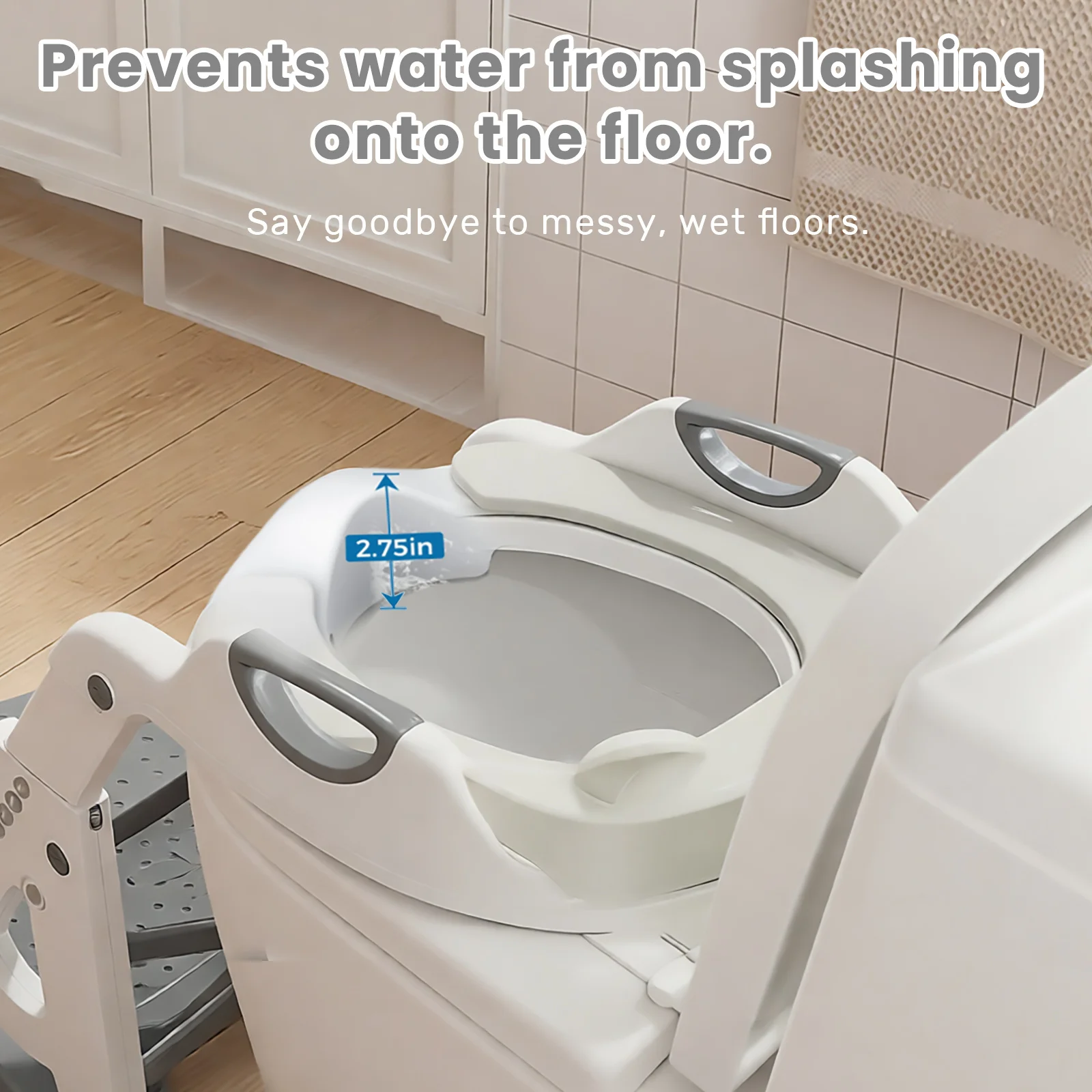 Töpfchentrainer-Sitz, 2-in-1 Töpfchentoilette mit Tritthocker für Jungen und Mädchen, Kleinkind-Toilettensitz mit Stabilisierungsstange – Detail 13