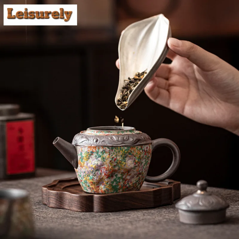 200ml Ancient Lotus Handheld Teapot Boutique Tea Infuser Pot Tea Brewing Kettle With Ball Hole Chinese Tea Set Decoration Craft