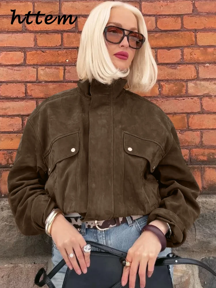 Suede Long Sleeve Lapel Jacket & High-Waist Shorts for Women | 2025 Vintage Streetwear Style