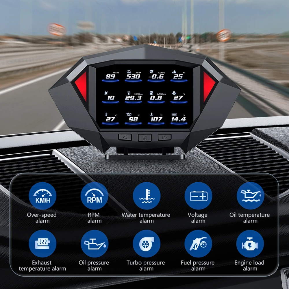 Geyiren P1 ڵ  ÷ OBD2 GPS ڵ º ǻ  溸,   Һ HUD 