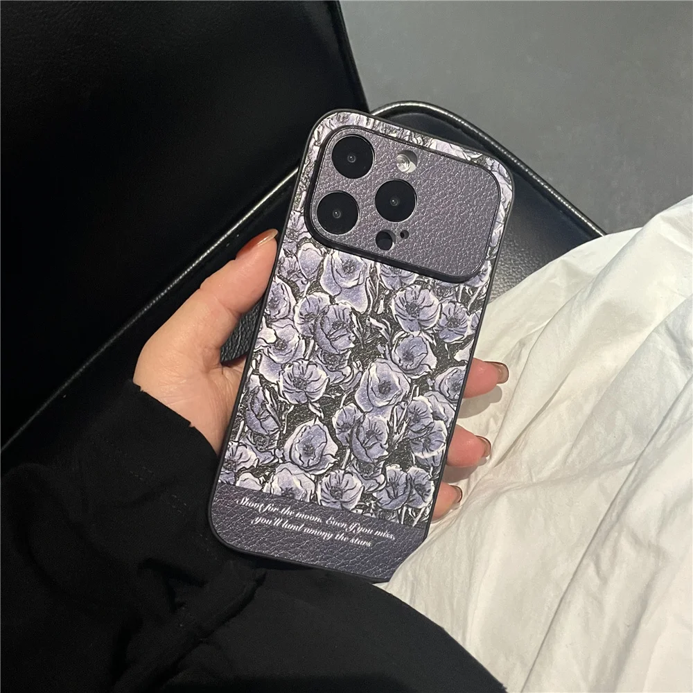 Custodia Per Iphone In Pelle Fiore Viola Retrò Per Iphone 11 14 Pro Max 13 Pro Max 12 Iphone 15 Pro Max Cover Posteriore Morbida In Tpu Per Cellulare