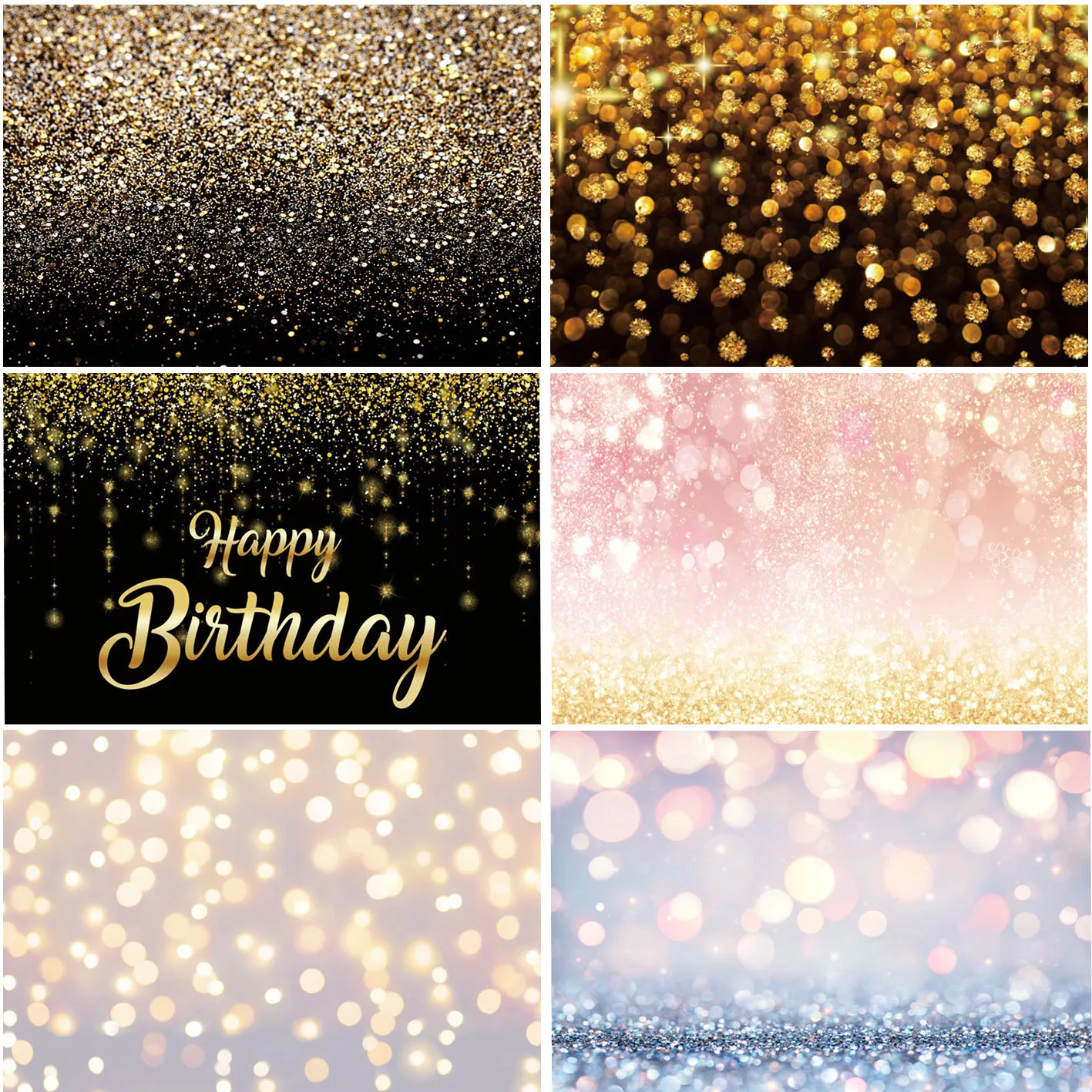 

Glitters Light Bokeh Happy Birthday Party Photography Backdrop Photographic Decoration Backgrounds For Photo Studio Props