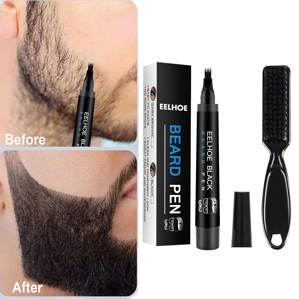 

Hot Sale Beard Filling Pen Kit Beard Enhancer Brush Beard Coloring Shaping Tools Waterproof Black Brown Hair Pencil Repair Tools