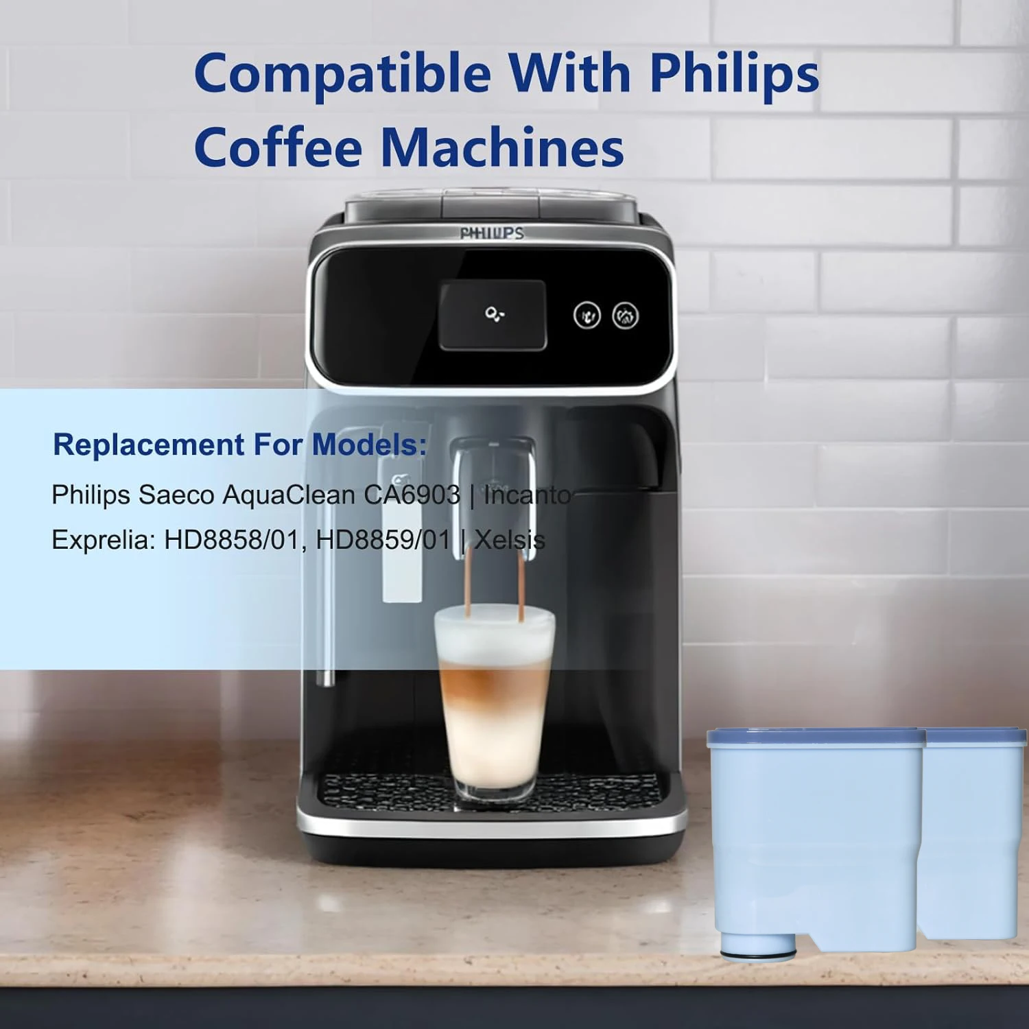 Filtro para máquinas de café Philips Saeco AquaClean CA6903/10/00/01/22/47 CMF009, mejora el sabor del café, reemplazo d