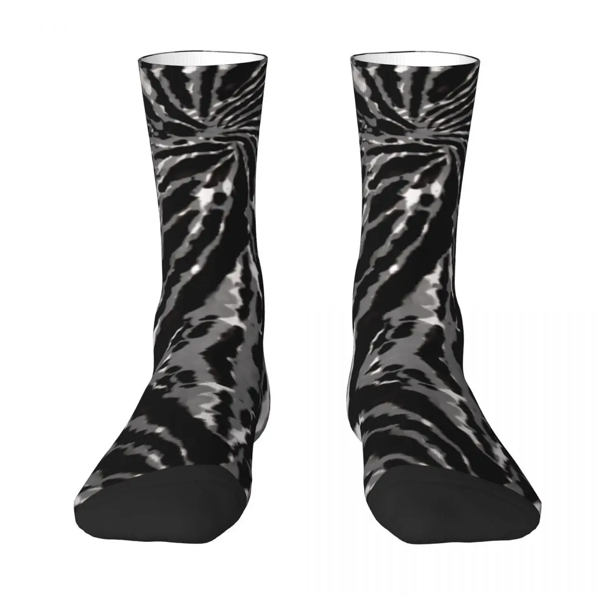 

Black And White Gray Swirl Fireworks Tie Dye G Contrast color socks Field pack Elastic Stockings Cool Graphic Cool Adult Socks