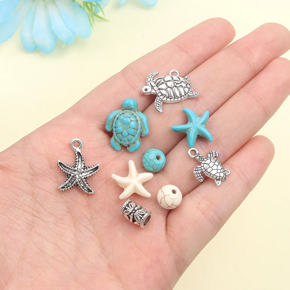 12/311/426/647pcs 멀티 컬러 청록색 거북이 시리즈 쥬얼리 만들기 키트는 DIY 팔찌, 목걸이, 쥬얼리 만들기에 사용할 수 있습니다.