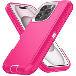 Shockproof Ott Armor Box Defender Phone Case with Hard PC+TPU Stand Back Cover - iPhone 12 Mini (Pink - White)