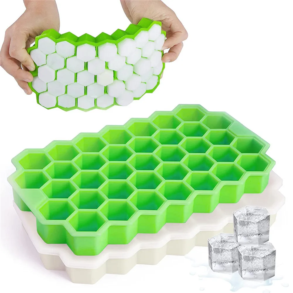 Ice Cube Trays, 3 Pack Bpa Free Silica Ice Block Trays With Lid, Ball, Cube  And Hexagon Ice Shape, Flexible, Reusable, Ice Cube Mold For Whi