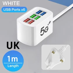 Universal Fast Charging Power Strip with 6 USB Ports and Electric Socket Extension - UK