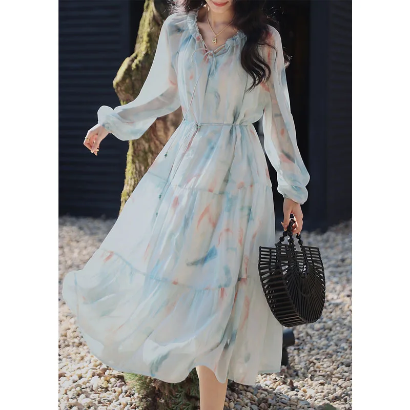 

Women's Floral Dress Long Sleeve V neck Party Short Dresses Single Breasted Sexy Slim dress Summer Fashion Casual Lady Clothing