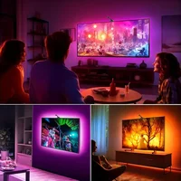 Rétro-éclairage LED pour Smart TV, avec caméra, pour écrans de 55 à 75 pouces, bande lumineuse RGBIC, synchronisation sur écran et musique, décoration de salle de jeu 6