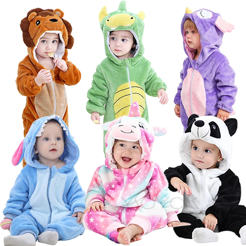 

2022 Baby Jumpsuit Boys Girs Romper Infant Bebe Toddler Costumes Cute Animal Onesie Unicorn Kigurumi for 0-4yrs Kids Clothes