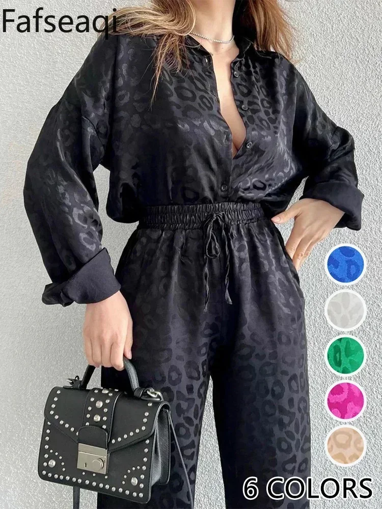 Retro Satin Co Ord Set With Wide-Leg Trousers - Effortless Elegance