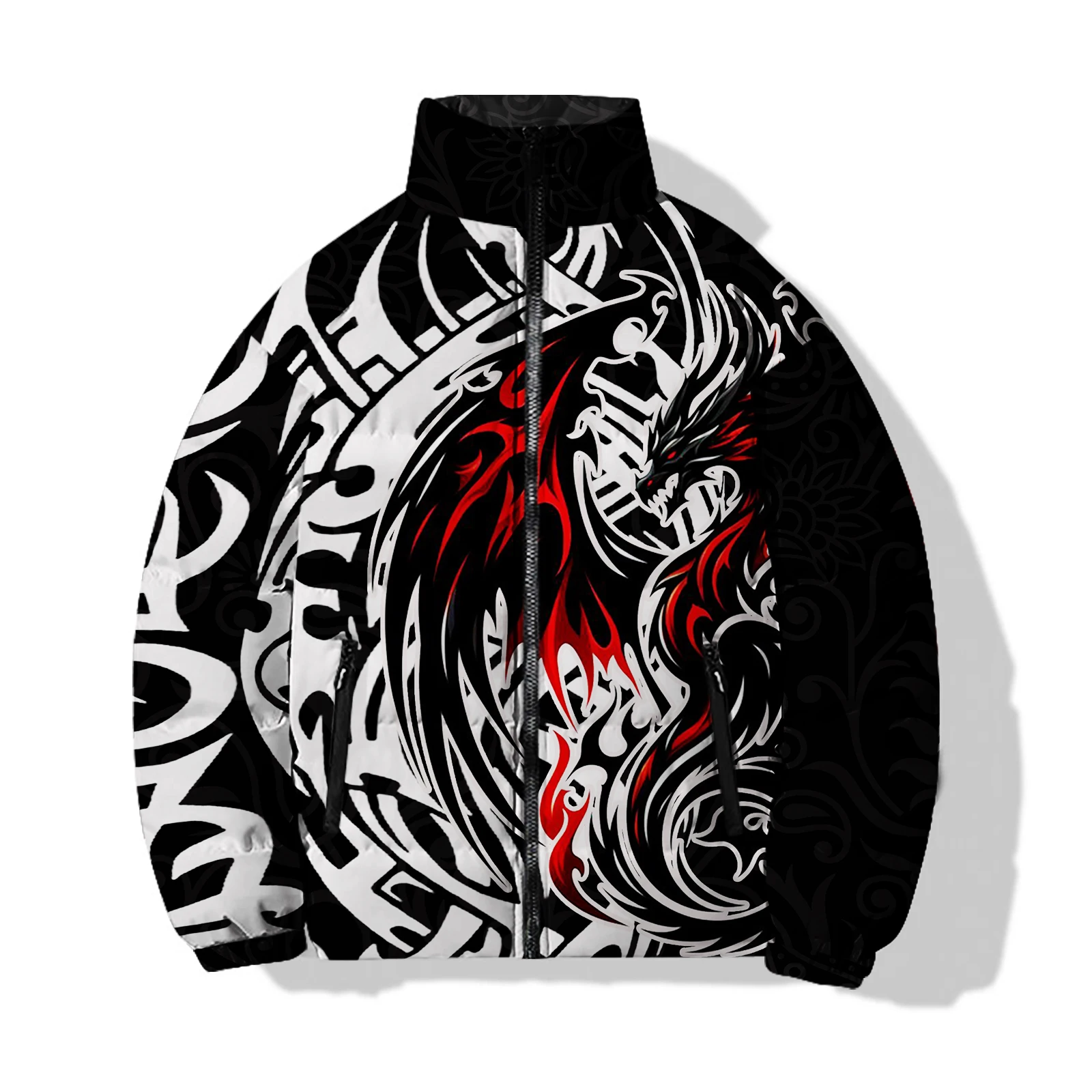 thumbnail image 4 of Parkas con estampado de dragón y fénix de moda, abrigos de invierno casuales y versátiles para hombre, ropa de invierno de nuevo estilo, chaquetas para hombre, abrigo para hombre, 4 of 5