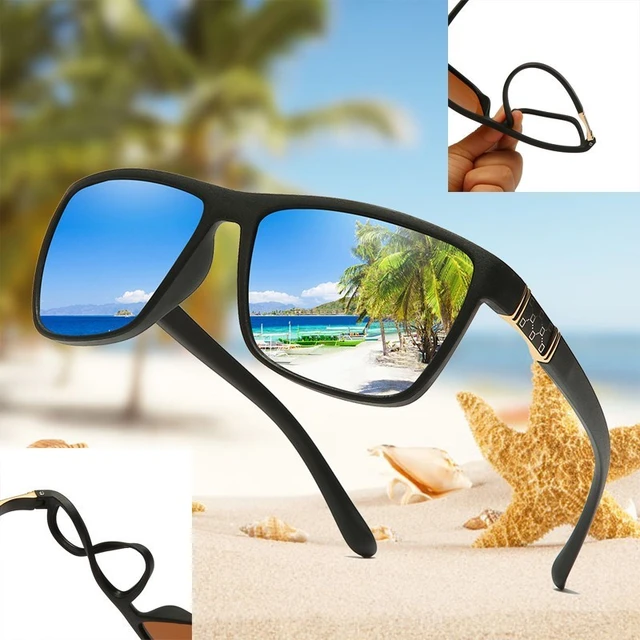 Tr90 Polaroid Sunglasses Square Flexible Driving Rubber Square Sun Glasses  Famous Brand Men Polarized Sunglases for