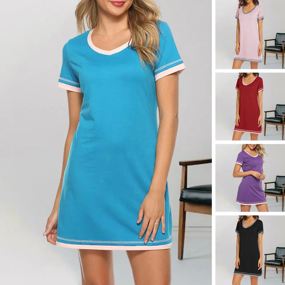 Mini Abito Fashion Spicing Color Casual Dress Skin-Touch T-Shirt Dress