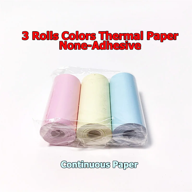 Mini Thermal Printer Paper Rolls with Printable Stickers - 3-Pack