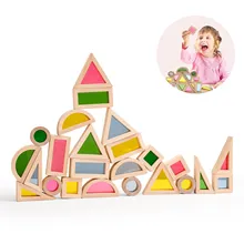 

24pcs/set Wooden Kaleidoscopic Building Blocks Montessori Assembling Stacking Tower Toys Senses Preschool Educational Toys