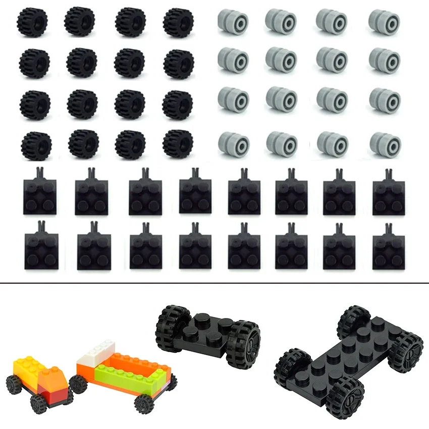 48/80Pcs 미니 휠 타이어 샤프트 플레이트 차축 팩 세트 자동차 타이어 빌딩..