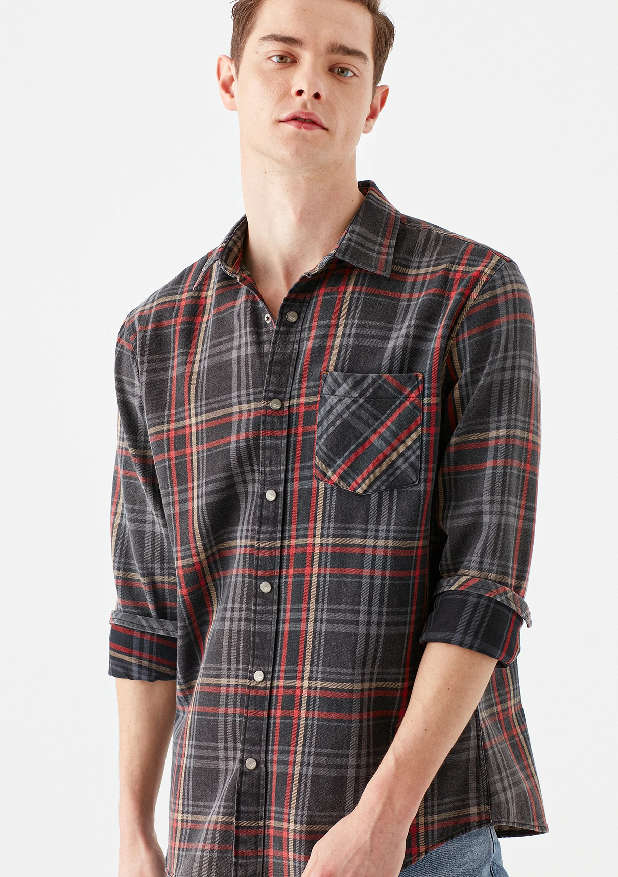 Mavi Men Check Shirt Shirts Slim Long 