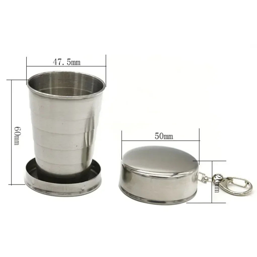 Stainless Steel Cup Stainless Steel Folding Retractable Cup Folding Blackjack Teacups Teaware Glass 75ML stainless steel cups folding cup